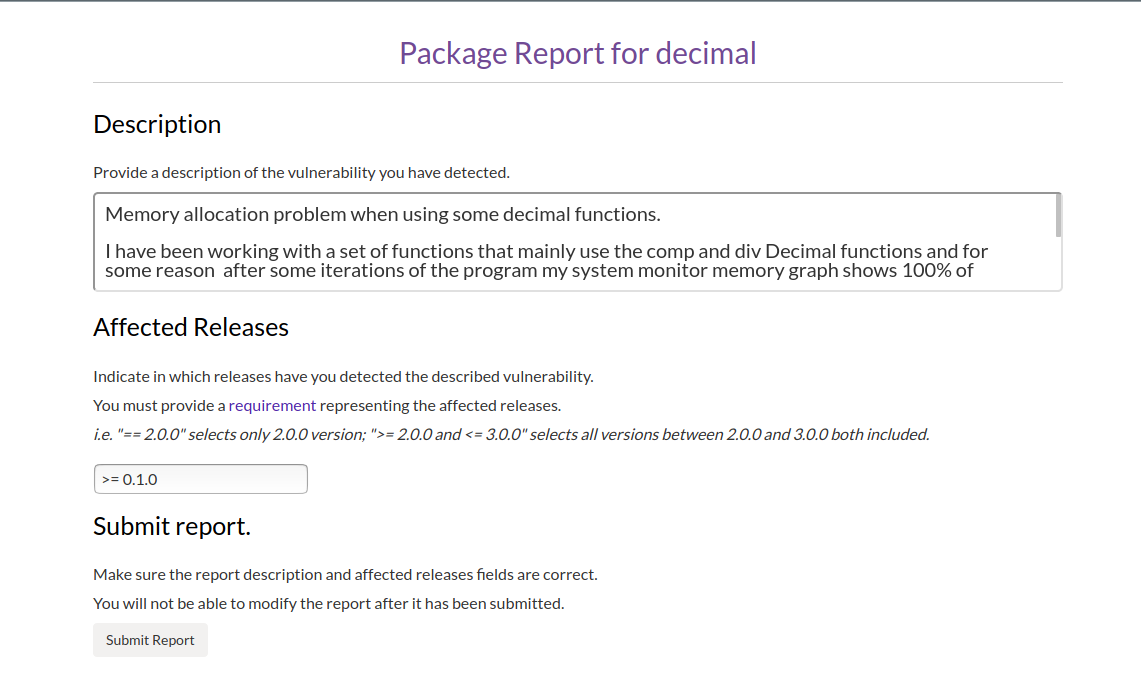 package report form